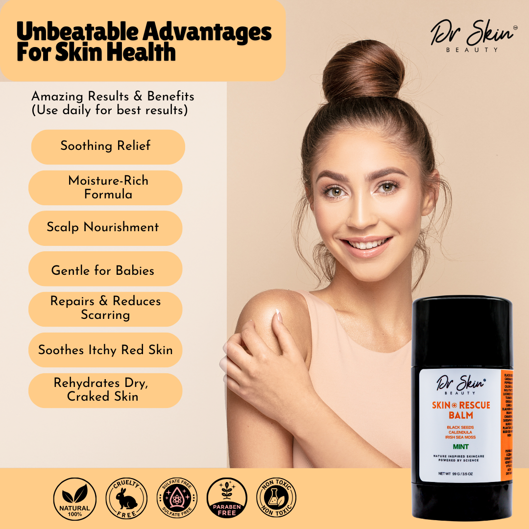 Dr. Skin Rescue Balm Stick - 20+ Botanicals for Problem Skin | Neem, Sea Moss & Black Seed