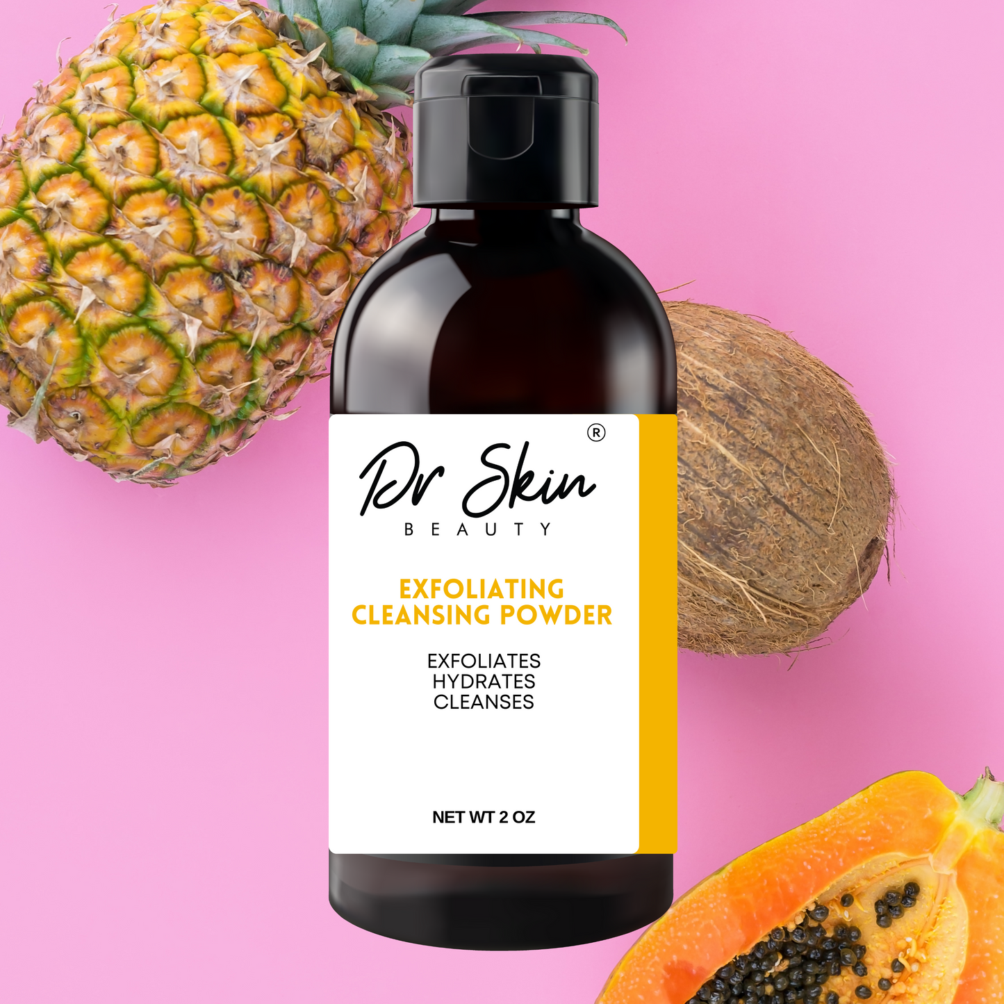 Dr. Skin Enzyme Cleansing Powder - Pineapple, Papaya & Rice Water for Radiant Glow | Adzuki Bean