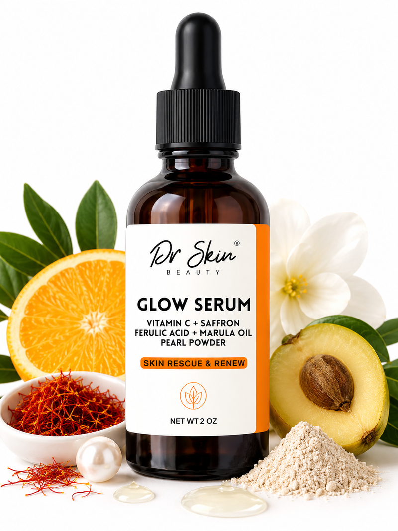 Dr. Skin Vitamin C Glow Serum - Brightening Face Serum with Saffron & Pearl Powder | Ferulic Acid