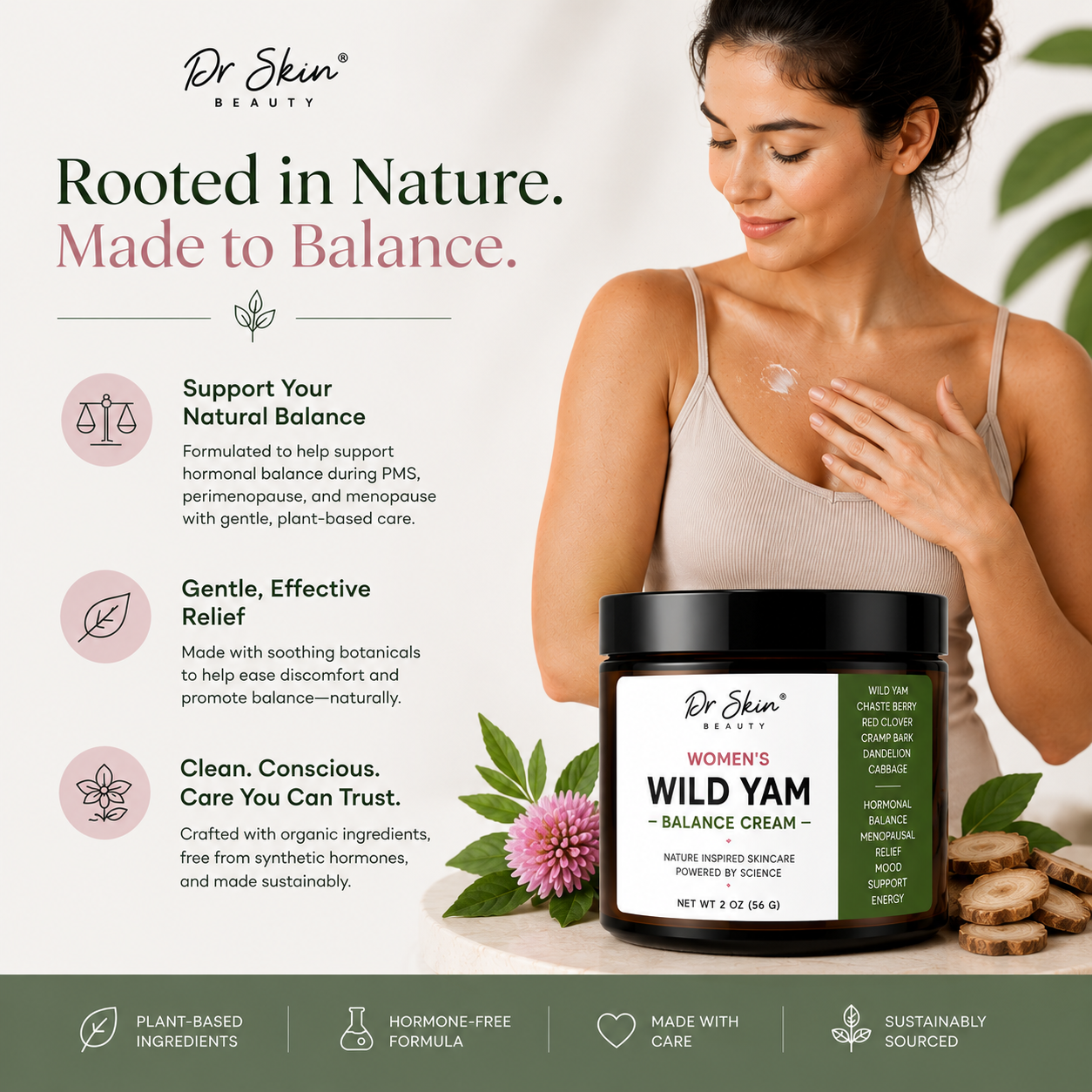 Women's Wild Yam Cream — Botanical Body Cream for the Season of Change 4 oz