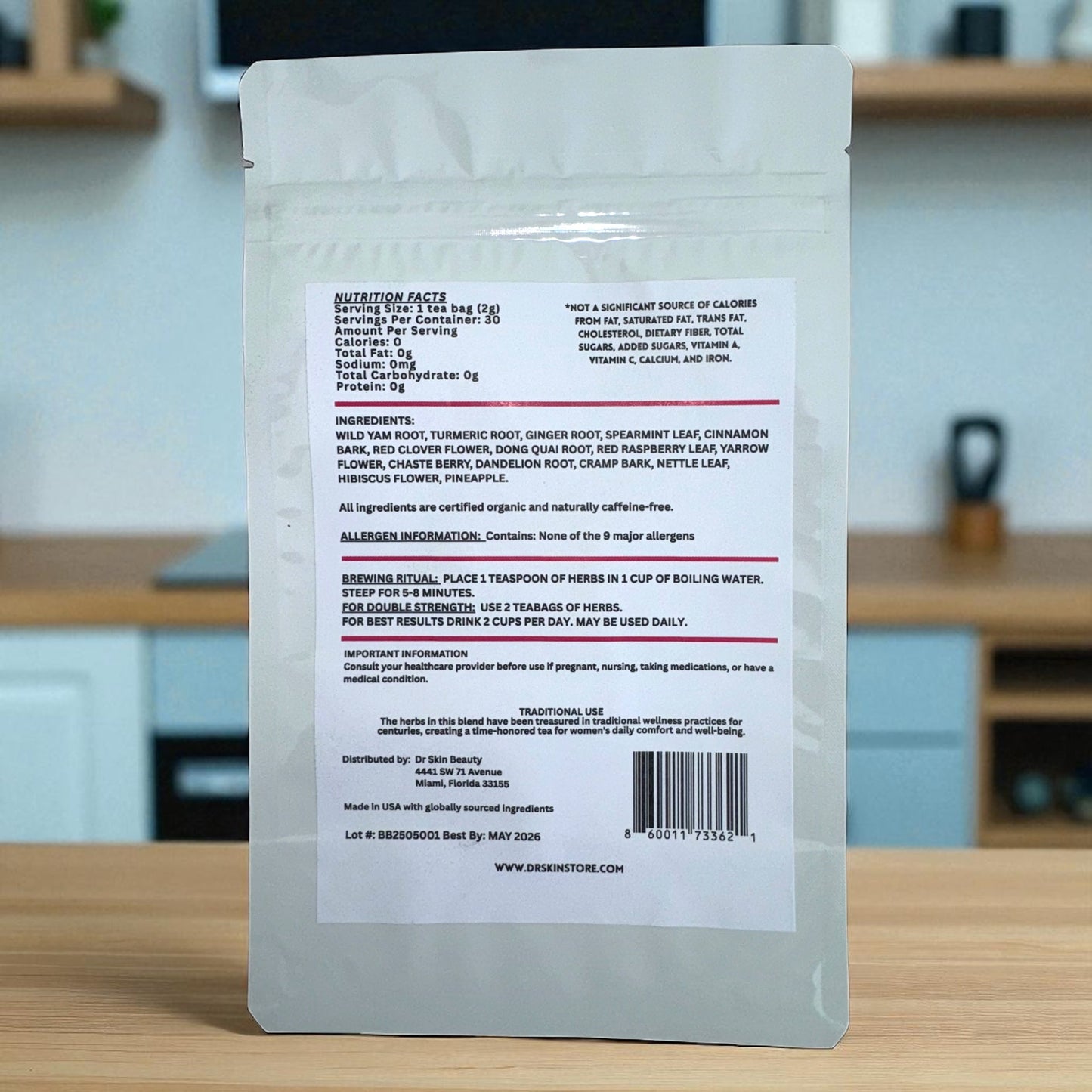 Dr. Skin Mega O Herbal Tea - Women's Hormone Balance Blend | 12 Herbs for Menopause & PMS Support