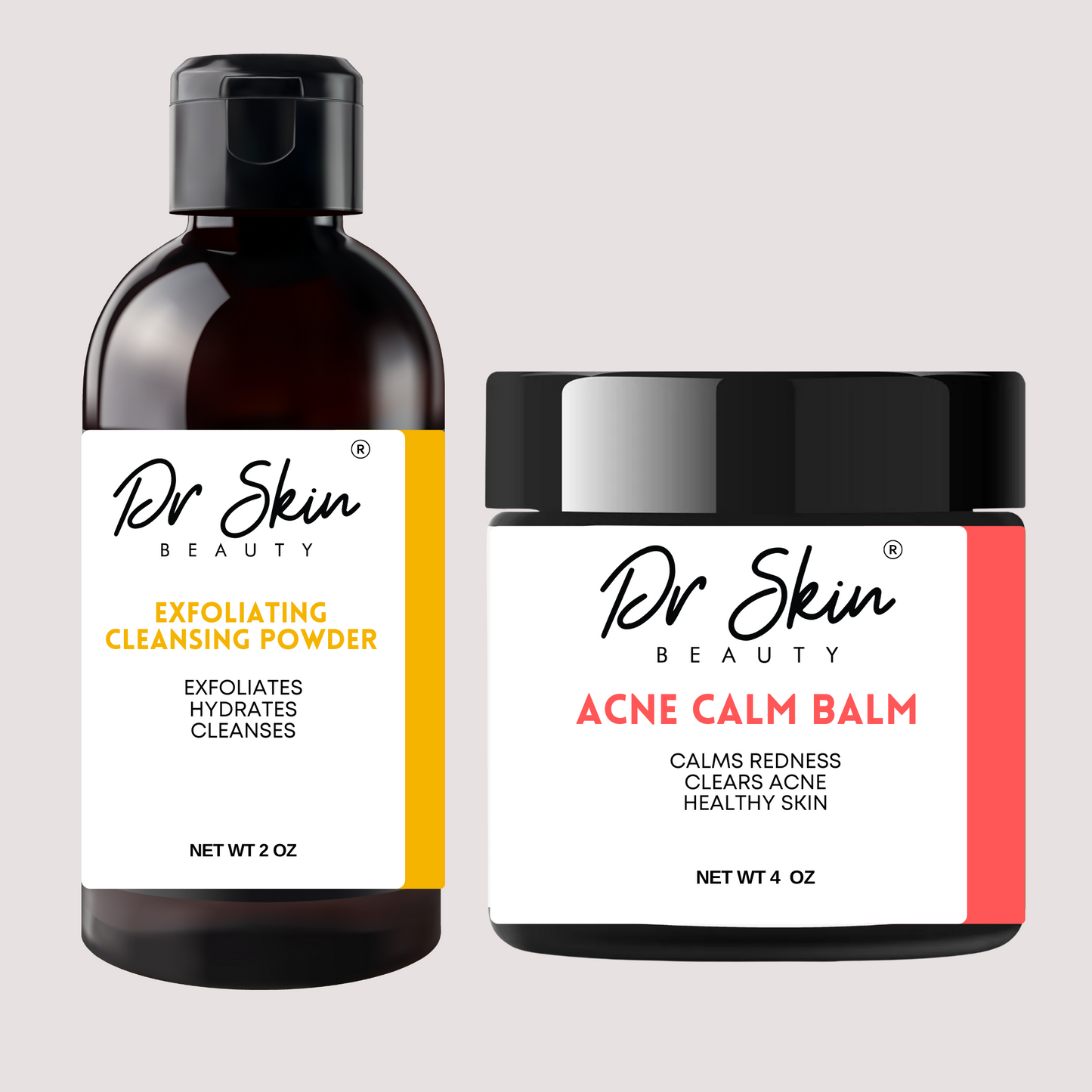 Dr. Skin Acne Clear Duo - Enzyme Cleansing Powder + Tallow Balm | Complete Natural Acne System